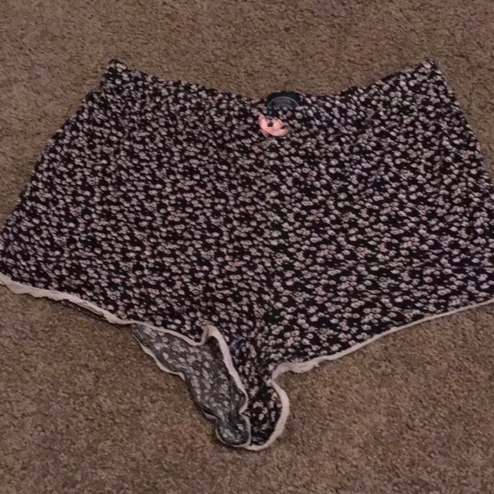 Pink and Black Floral PJ Shorts